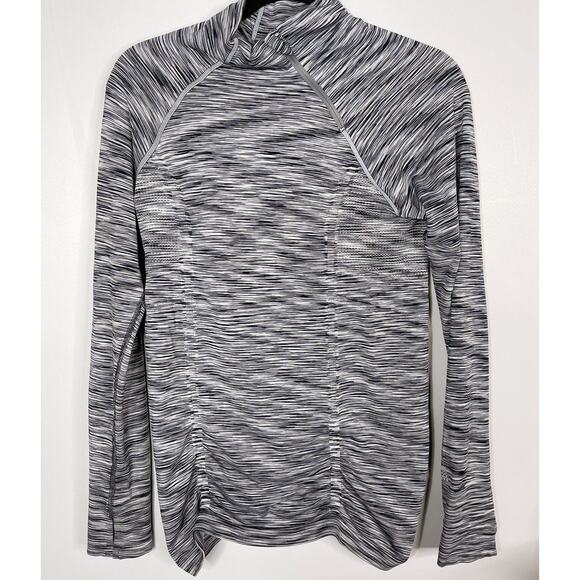 Athleta Medium M Gray Spacedye Fastest Track Asymmetrical 1/4 Zip Running Top - Picture 2 of 13